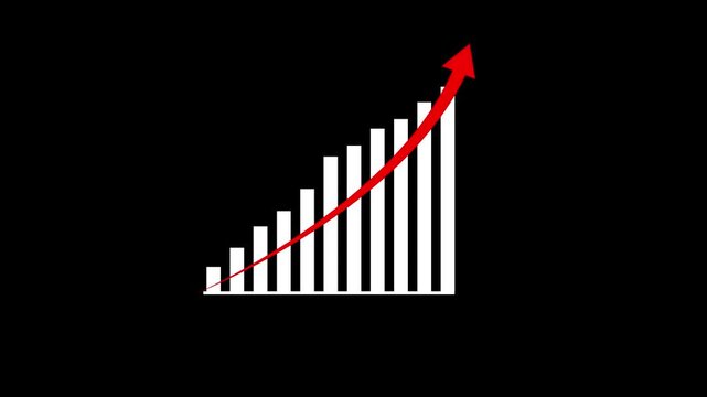 White color chart with red color upward arrow to show the bar chat moving  for the economic data shower 