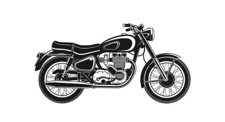 Fototapeta premium Vintage Motorcycle Illustration Side View.