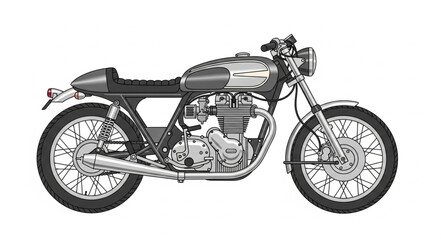 Fototapeta premium Vintage Motorcycle Illustration Side View.