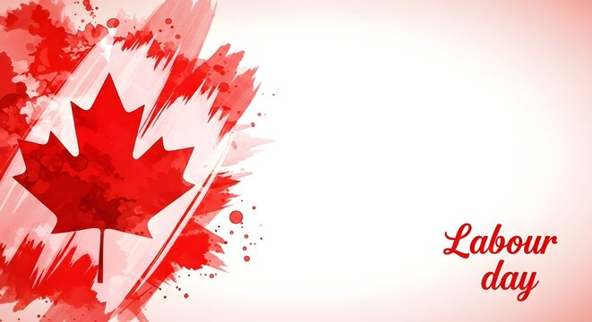 Happy labour day canada workers day celebration with maple leaf
