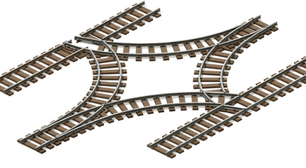Obraz premium Railway Track Elements Collection with Switches and Curves