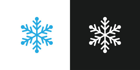 Symmetrical Snowflakes Contrasting on White and Black Backgrounds, Displaying Delicate Flakes and Crystalline Designs