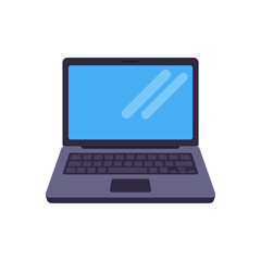 gray laptop, car travel gadget, portable computer device, colorful vector flat style illustration