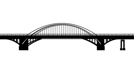 Obraz premium Steel arch bridge over waterway.