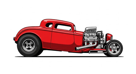 Vintage Red Hot Rod Car.
