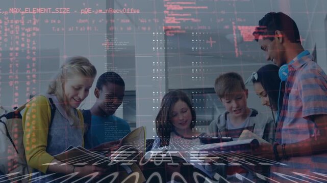 Data processing and binary coding over group of diverse kids studying at school