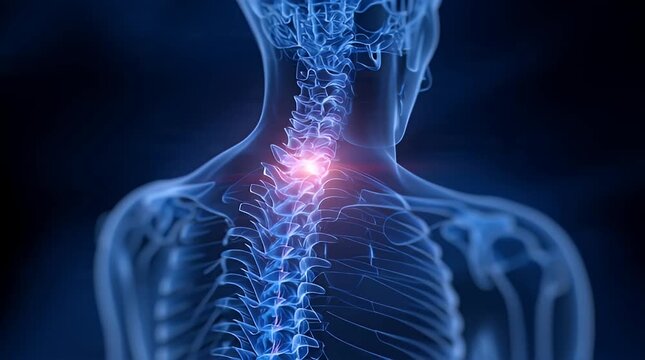 Illustration of a painful neck bone using X-ray