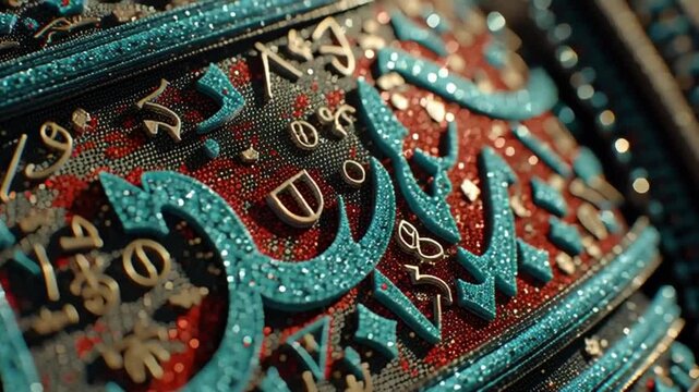 Intricate Arabic Calligraphy on Decorative Surface.