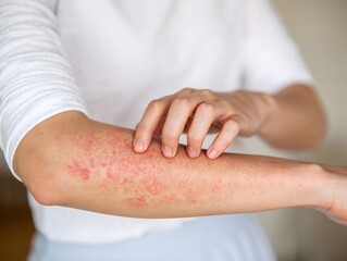 Close-up of Skin Rash and Itchiness on Arm