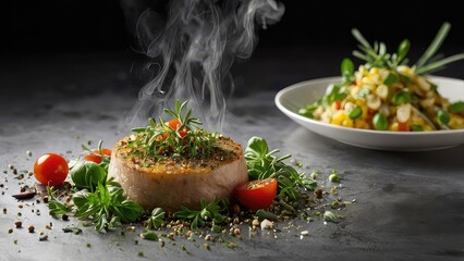 roasted lamb chops with vegetables, roasted lamb chops, grilled chicken breast with vegetables and herbs, grilled chicken breast with vegetables