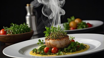 roasted lamb chops with vegetables, roasted lamb chops, grilled chicken breast with vegetables and herbs, grilled chicken breast with vegetables