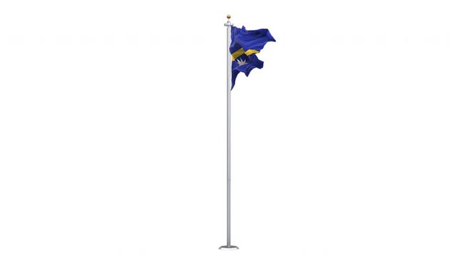 Nauru flag waving 360-degree rotation looping, transparent background, with alpha matte layer for transparency in the background.
