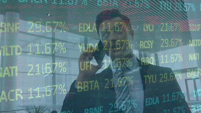 Animation of data processing over smiling network security key schoolgirl touching multiple social