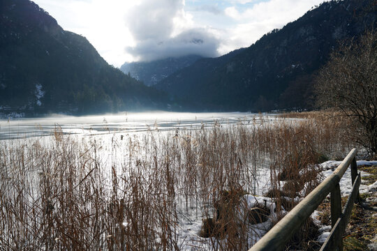the frozen lake Thum in Germany