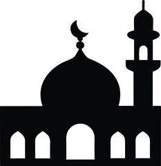 Obraz premium mosque silhouette Black silhouette vector illustration on transparent background