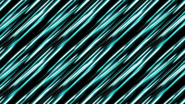 This immersive seamless looping abstract background displays smooth, glowing teal diagonal lines in fluid motion. Excellent for video intros, outros, or as a sleek video underlay or overlay.