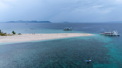 Obraz premium Drone aerial view of the remote Tacling Island between Coron and El Nido in the Philippines.