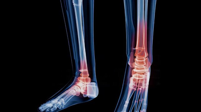 X ray medical illustration showing human chest spine and knee bones in blue anatomical style