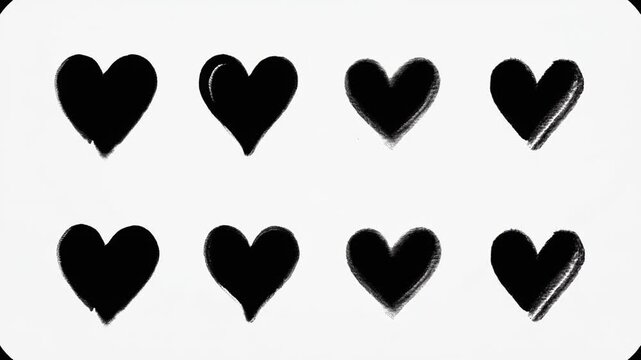 Black hearts on white background.