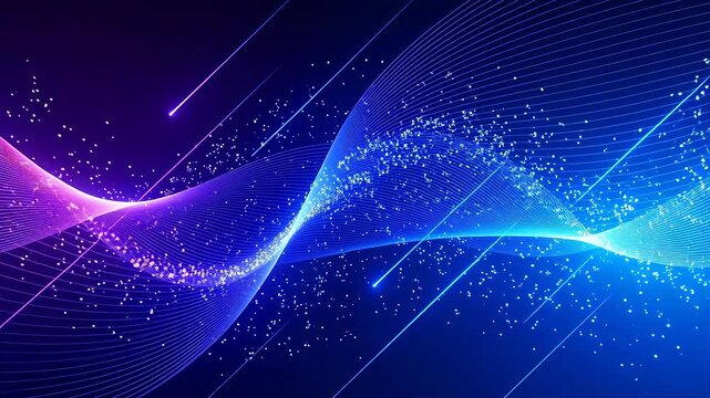 Abstract glowing wave pattern with particles