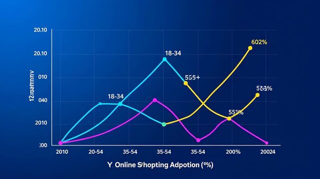 Online Shopping Adoption Rate Graphs Displayed.