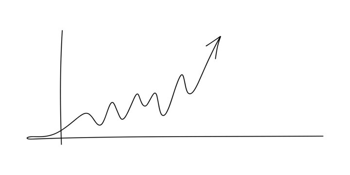 Business growth bar chart continuous one line art drawing and growth bar chart icon simple outline vector illustration.