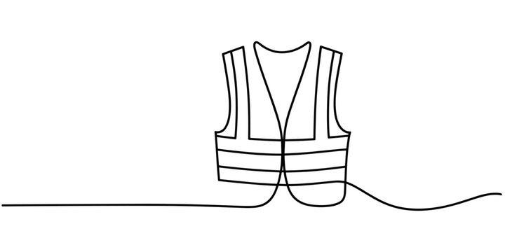 safety vest rendered continuous one line drawing, Swim Vest Line Icon. Editable Stroke, Safety jacket line icon. Editable Stroke Safety Measure Continuous Line Editable Icon.