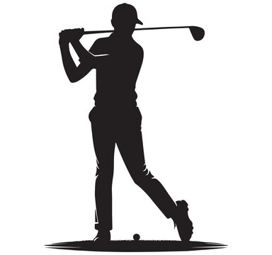 Golf Player Swing Silhouette Illustration Professional Golfer Sports Activity Tournament Recreation and Outdoor Game Design