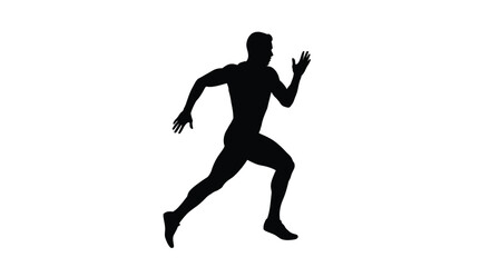 Fototapeta premium Silhouette of a male runner in mid stride against a white background