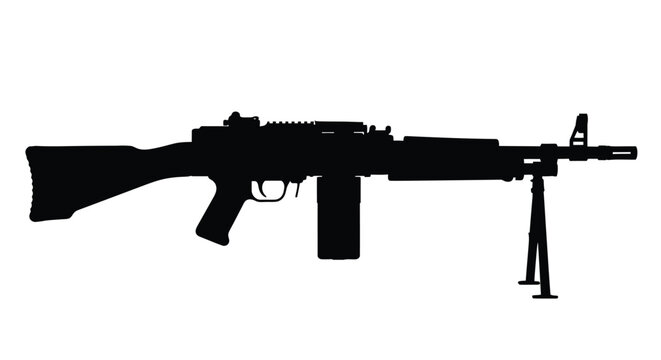 Silhouette of an automatic weapon possibly an hk mp5 submachine gun