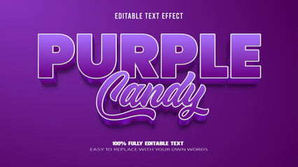 purple candy editable text effect 3d vector premium