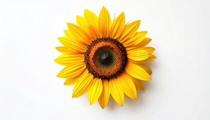 Vibrant Sunflower Blossom on White Background - A Symbol of Summer.