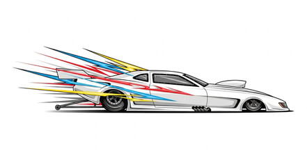 White Sports Car Racing Motion. © Ping