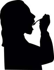 a girl eating, silhouette vector