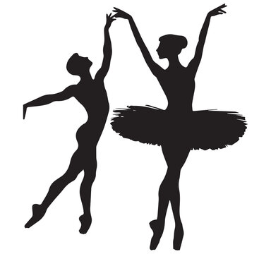 Elegant ballet dancer silhouette set showing graceful movement and performance poses, ideal for posters, branding, dance school designs and creative projects needing clean artistic human figure graphi