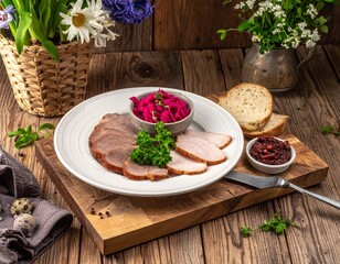 Kalter Bratenaufschnitt mit Meerrettich