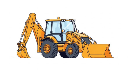 Yellow Backhoe Loader Heavy Machinery. © Reza