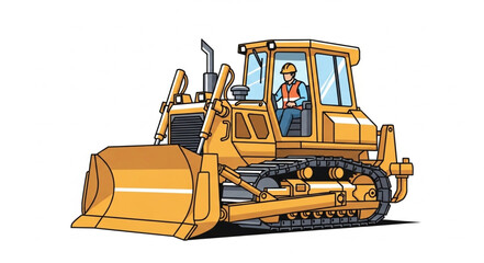 Yellow Bulldozer with Operator Inside. © Reza