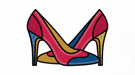 Stylish High Heel Shoes with Colorful Design.