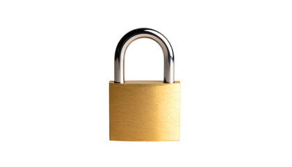 Fototapeta premium Polished brass padlock with silver shackle on black