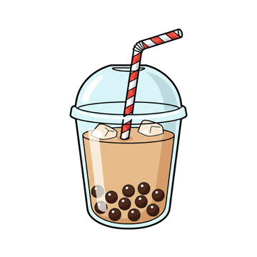 Cartoon Bubble Tea Street Drink Vector Illustration