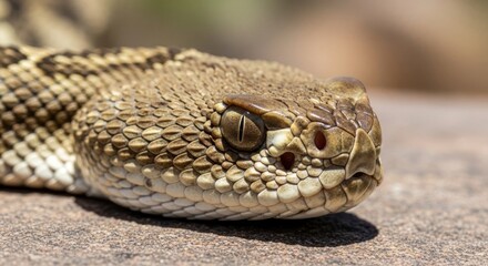 Fototapeta premium Extreme Macro of Rattlesnake Head Showing Detailed Scales and Predatory Eye