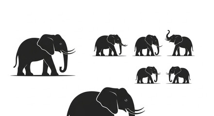 Obraz premium Collection of Elephant Silhouettes in Various Poses.