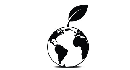 A globe with a sprouting leaf symbolizing environmental growth and sustainability © Ziaul_Studio