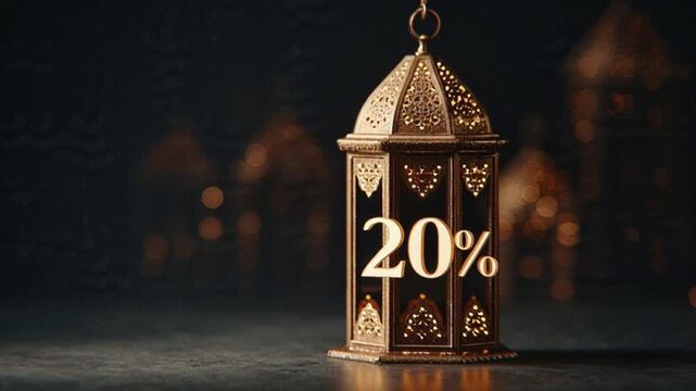 Ornate Lantern with Twenty Percent Discount Offer.