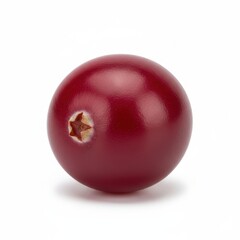 Single ripe cranberry with star shape detail on white background, close up studio shot