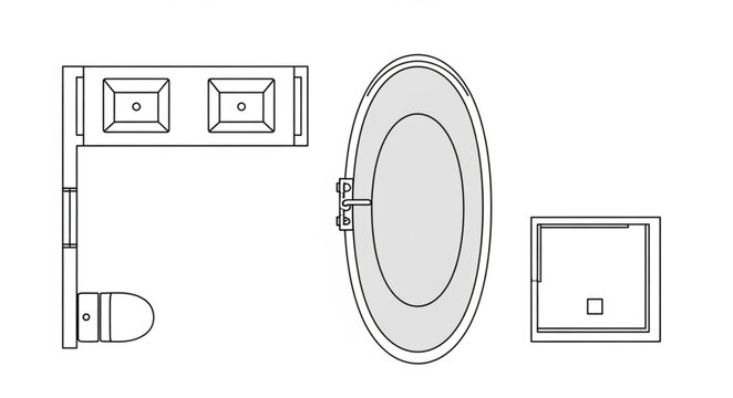 Bathroom Layout Technical Drawing Diagram.