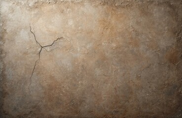 Fototapeta premium Cracked brown concrete wall surface. Old textured plaster background with rough scratches. Neutral earthy tone for design overlay or backdrop.