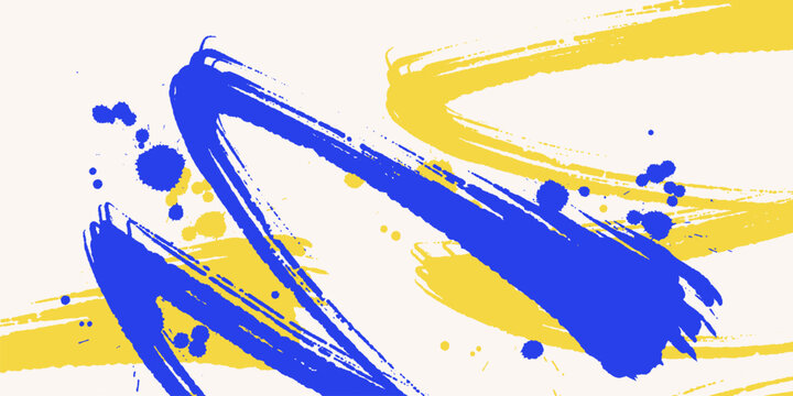 Minimalist vector illustration with bold ink brush strokes and splatters background ideal for modern art and graphic design.