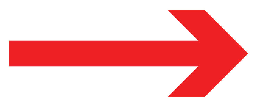  Bold long arrow. Vector illustration. Long arrow vector Icon.  Red long arrow pointing to the right. Long arrow icon Vector. Red arrow icon. Long arrow Isolated on white background.  